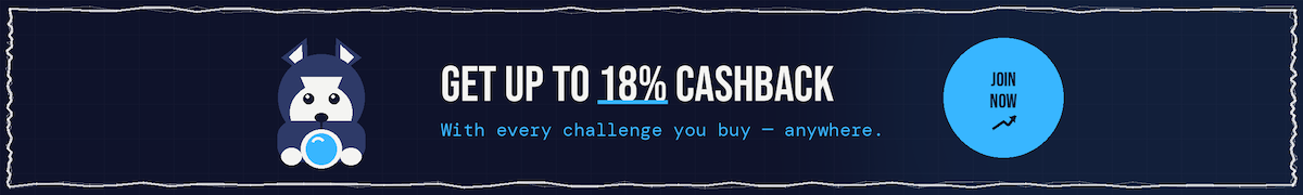 Get up to 18% cashback on every challenge you purchase — MarketGrid